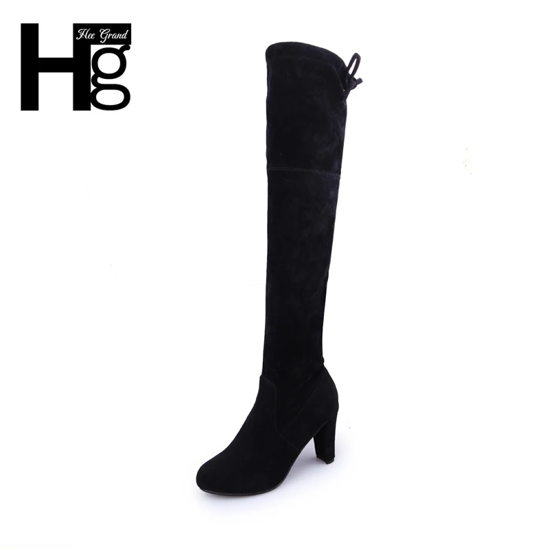 HEE GRAND/женские высокие сапоги выше колена из флока женские до осенне зимняя обувь
