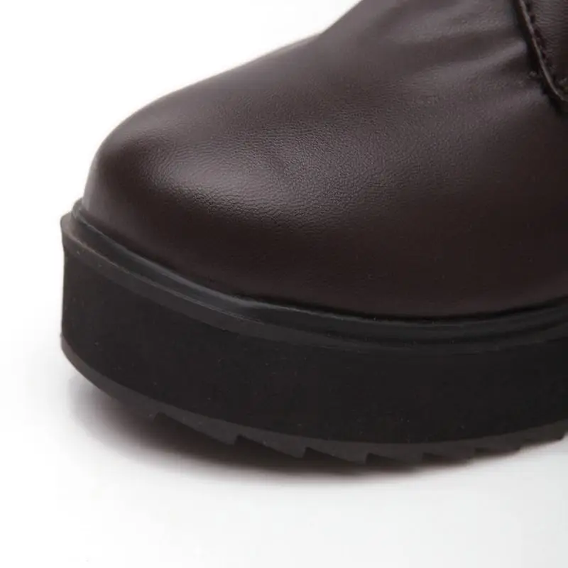 FITWEE/Размеры 33-47, женские сапоги до колена высокие сапоги на платформе со шнуровкой и круглым носком в стиле ретро Женская обувь в стиле панк в винтажном стиле
