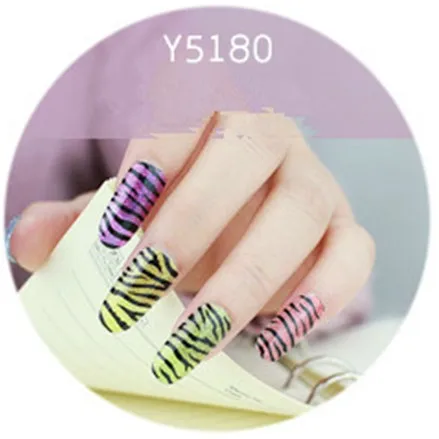 5pcs Y5180 5 шт/лот полный клей для накладных ногтей Наклейка обертывания для домашнего маникюра наклейка Горячая Мода наклейки для ногтей инструменты для украшения - Цвет: 5pcs Y5180