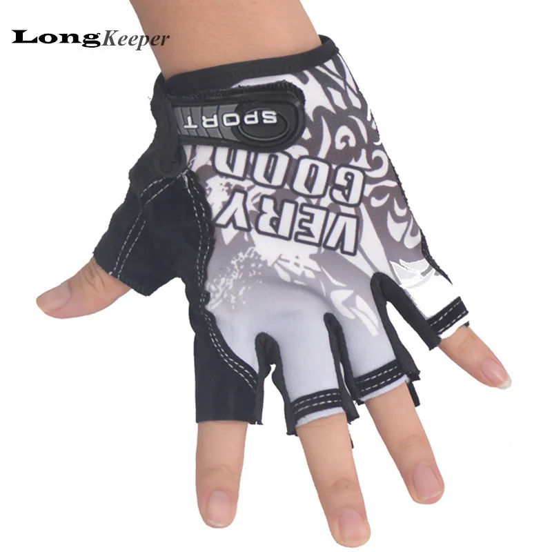 

LongKeeper Classic Sports Gloves Semi-finger Outdoor Mittens Very Good Letters Fingerless Gloves Gym Men Women Work Out Guantes