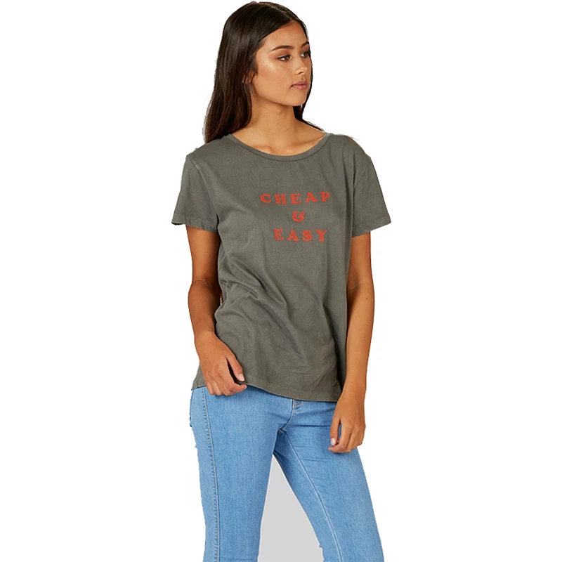 HDY Haoduoyi 2017 Summer Fashion Women Dark Grey Tops Brief Letter Printed Crew Neck Short Sleeve T Shirts Casual Basic Shirt|basic t-shirt|fashion