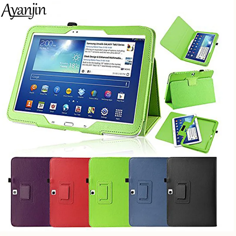 Для Samsung Galaxy Tab 3 10 1 P5200 P5210 P5220 Tablet filp защитный чехол личи шаблон 2 fold PU кожаный +