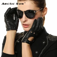 fashion women sheepskin gloves genuine leather thin breathable elegant lady five fingers driving glove l117w