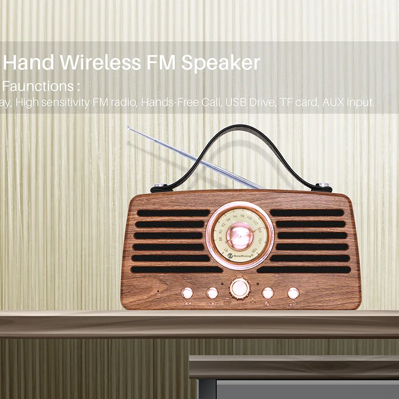 Ретро Радио Беспроводная Bluetooth Колонка HiFi звуковая карта USB портативный сабвуфер