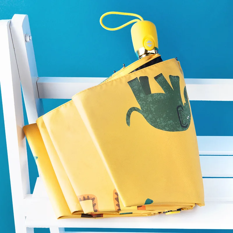 

Automatic Wind And Rain Resistant Folding Creative Cartoon Tri-Fold Umbrella Strong Windproof Simple Sunscreen Rain Umbrellas