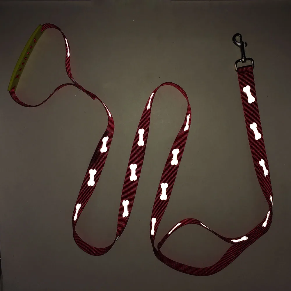 Светящийся или Светоотражающий Поводок для собак с двумя ручками рисунком