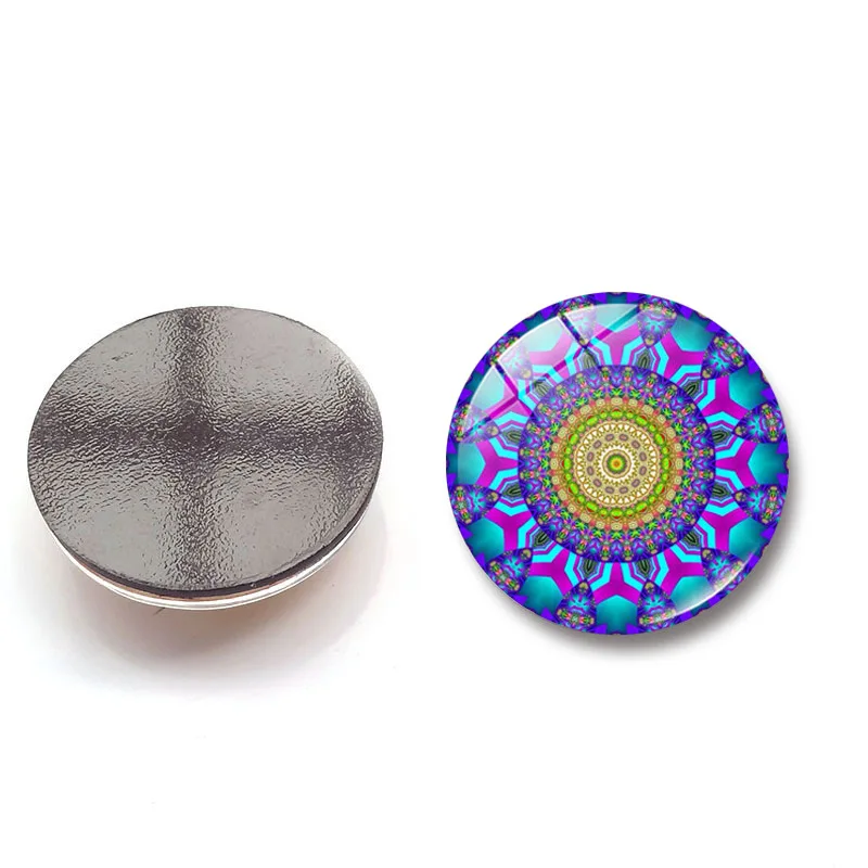 5Pcs Mandala Refrigerator Magnetic Sticker Creative Art Flower Glass Cabochon fridge sticker Message Holder Board Random | Дом и сад