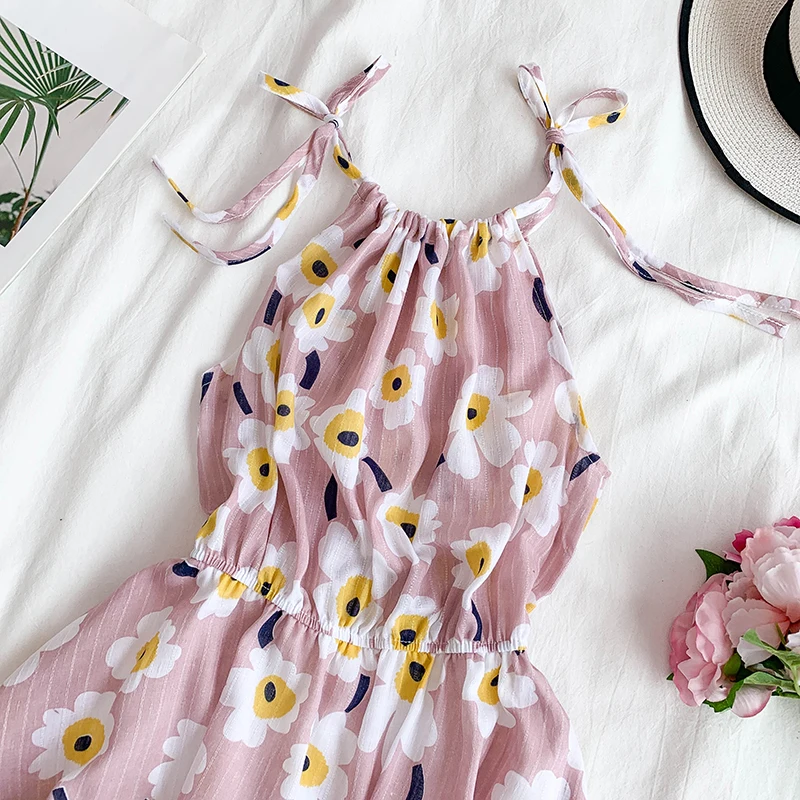 2019 новые модные женские Платья с цветочным принтом без бретелек рукавов|Женские