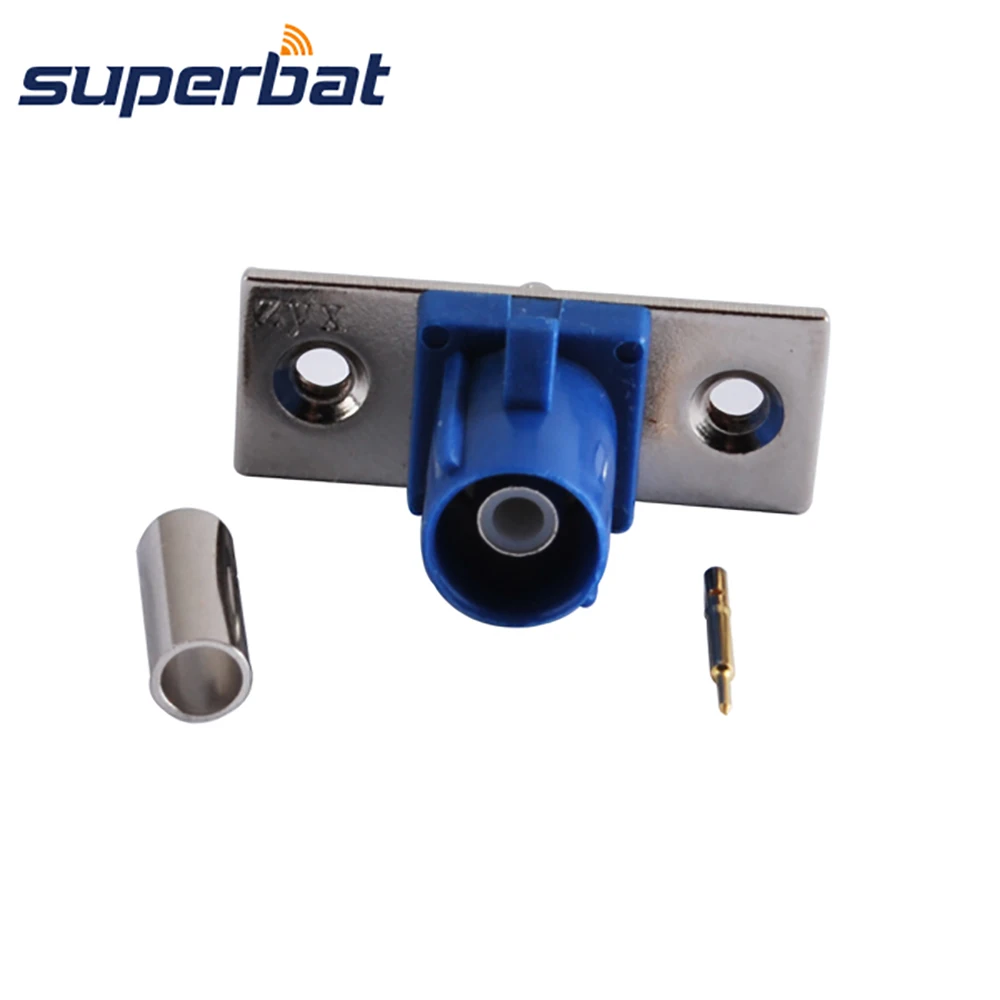 Superbat Fakra C Blue Male 2 hole Panel Connector for GPS Telematics/Navigation for Coaxial Cable RG316,RG174,KSR100
