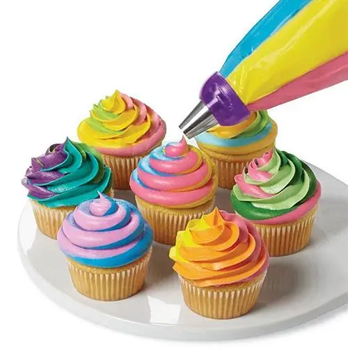 

1pc Useful Silicone Icing Piping Bag Nozzle Converter 3 Hole 3 Color Cream Coupler Cake tips DIY Cake Decorating hot 2019
