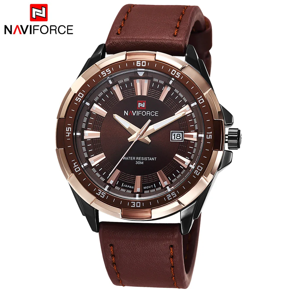 NAVIFORCE мужские часы 2016 новые лучший бренд роскошные кожаные аналоговый дисплей