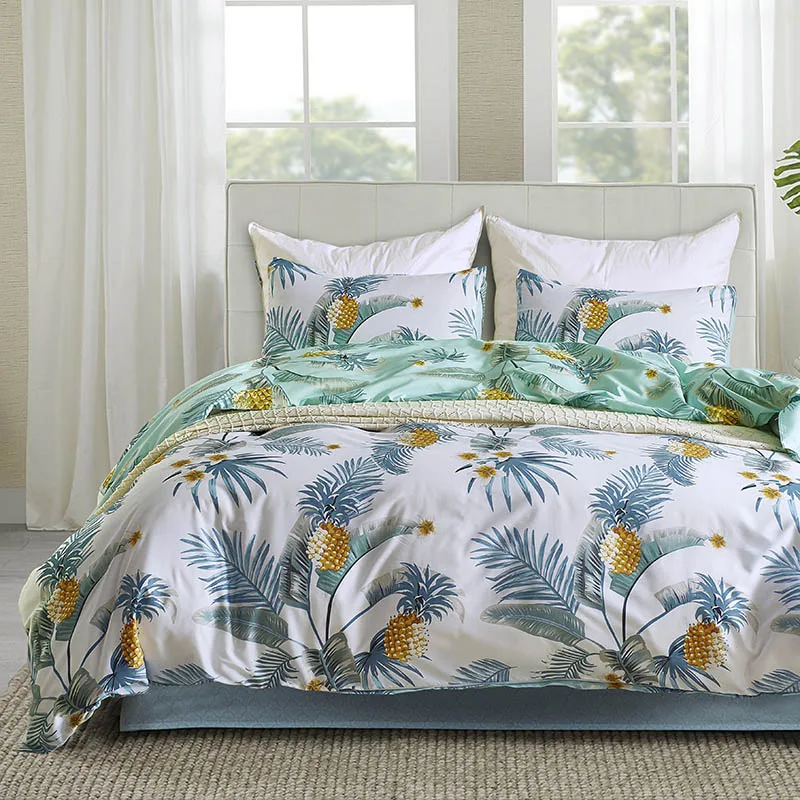 Набор постельного белья с принтом в виде листьев AB пододеяльник удобный для кожи