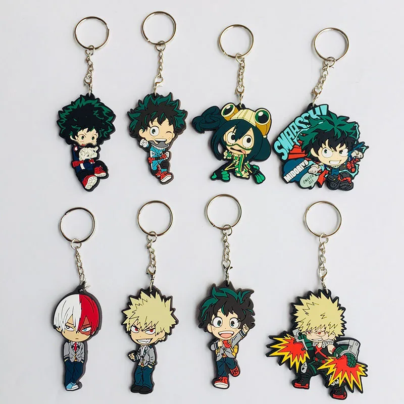Мультфильм мой герой Academy ПВХ брелок мидория Izuku Todoroki Shoto Bakugou кацуки милый смешной кулон брелки для ключей porte clefs