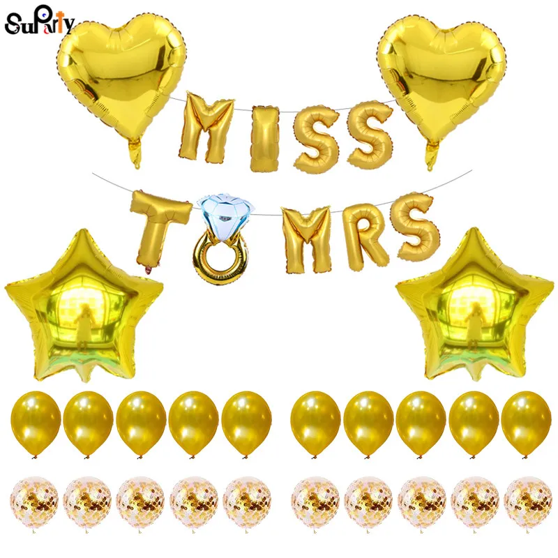 1 набор 16 дюймов &quotMISS TO MRS&quot буквы воздушные шары розовое золото серебро