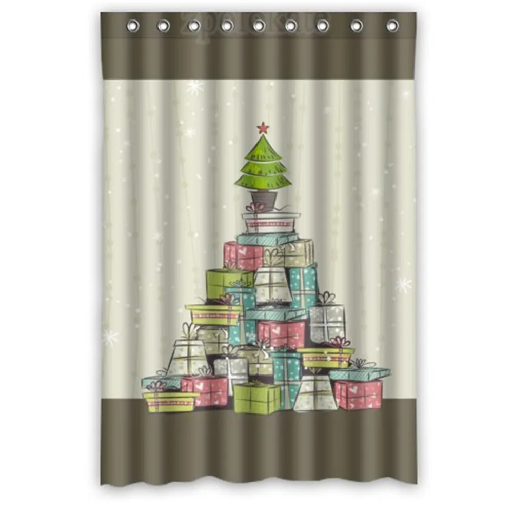 Polyester Piles Of Christmas Gifts Fashion Trend Shower Curtain Bathroom | Дом и сад