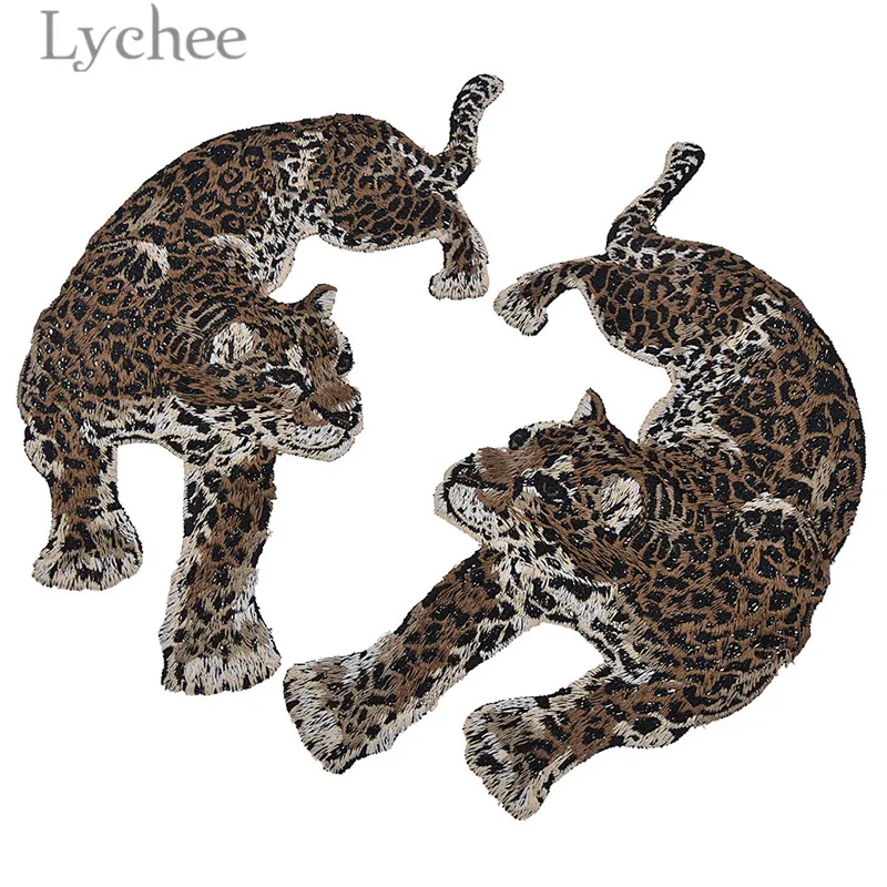 Lychee Life 1 пара леопардовых нашивок с вышивкой в виде животных Пришивные Аппликации