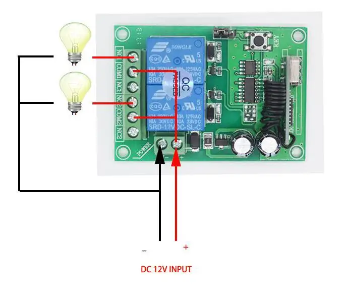 super universal DC12V 2CH RF wireless motor 12v dc learning code light switch 12 v door lock electronic +2*remote | Электроника