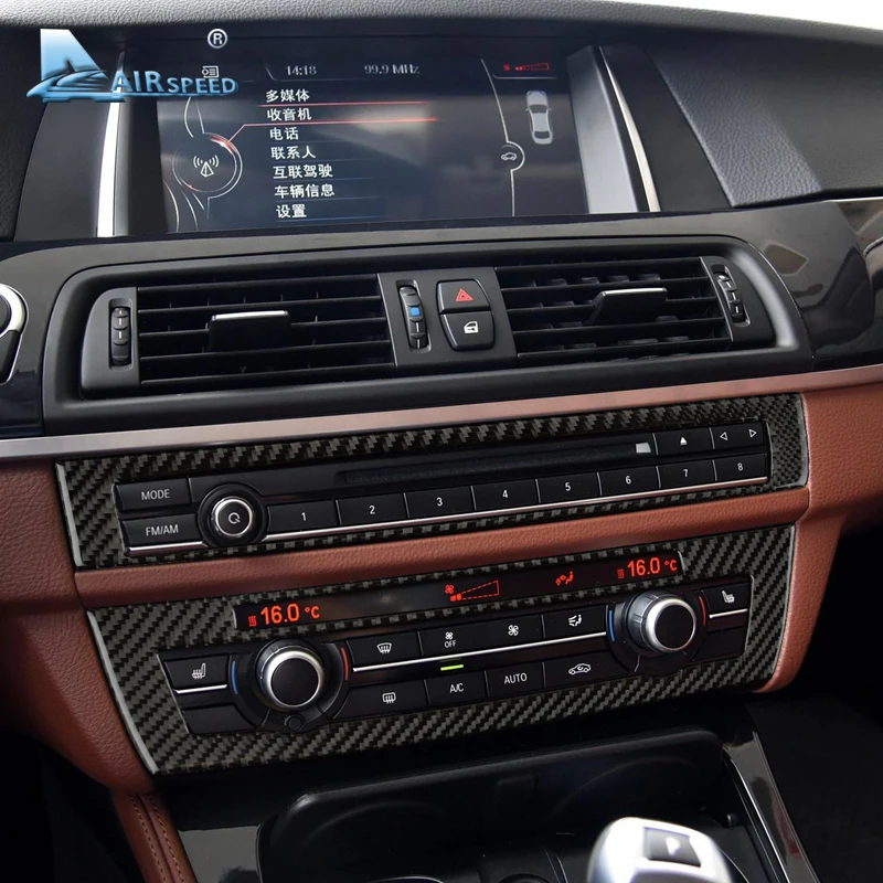 

Airspeed Carbon Fiber Car CD AC Center Control Panel Stickers Console Frame Refitting for BMW F10 5 Series 520i 525i Car Styling
