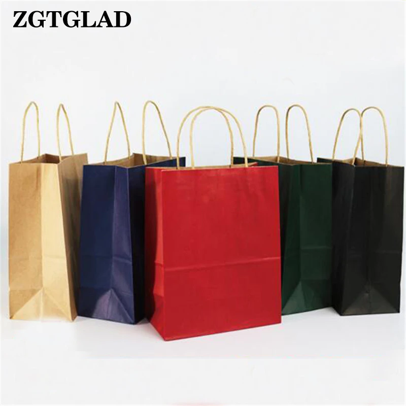 ZGTGLAD 1 шт. цветной пакет из крафт бумаги с ручками пригодный для переработки