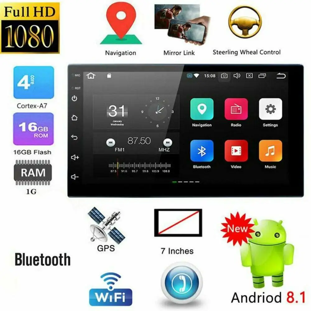 Автомагнитола с Gps-навигацией Android 9218 1 + 16 ГБ Wi-Fi 7 Дюймов 5 точек касания |