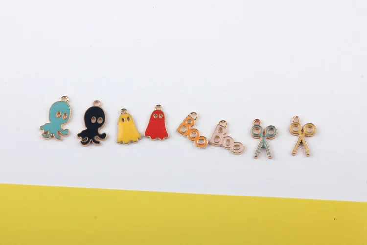 10 шт. ювелирные аксессуары эмаль Осьминог призрак ножницы Boo Металл Bedels Шарм для самостоятельного изготовления ювелирных изделий женский браслет ожерелье
