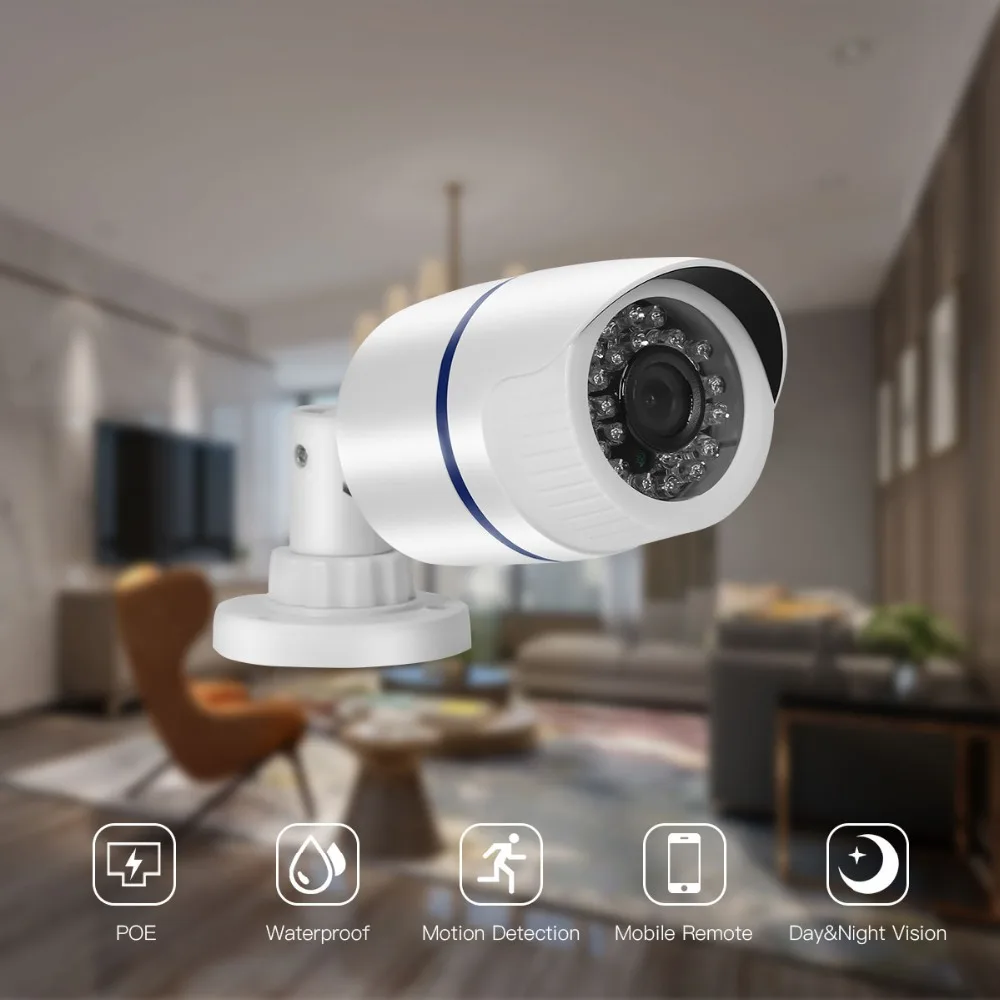 AZISHN 4CH H.265 + 1080P 48V POE 2MP NVR CCTV Камера Системы Открытый безопасности IP P2P