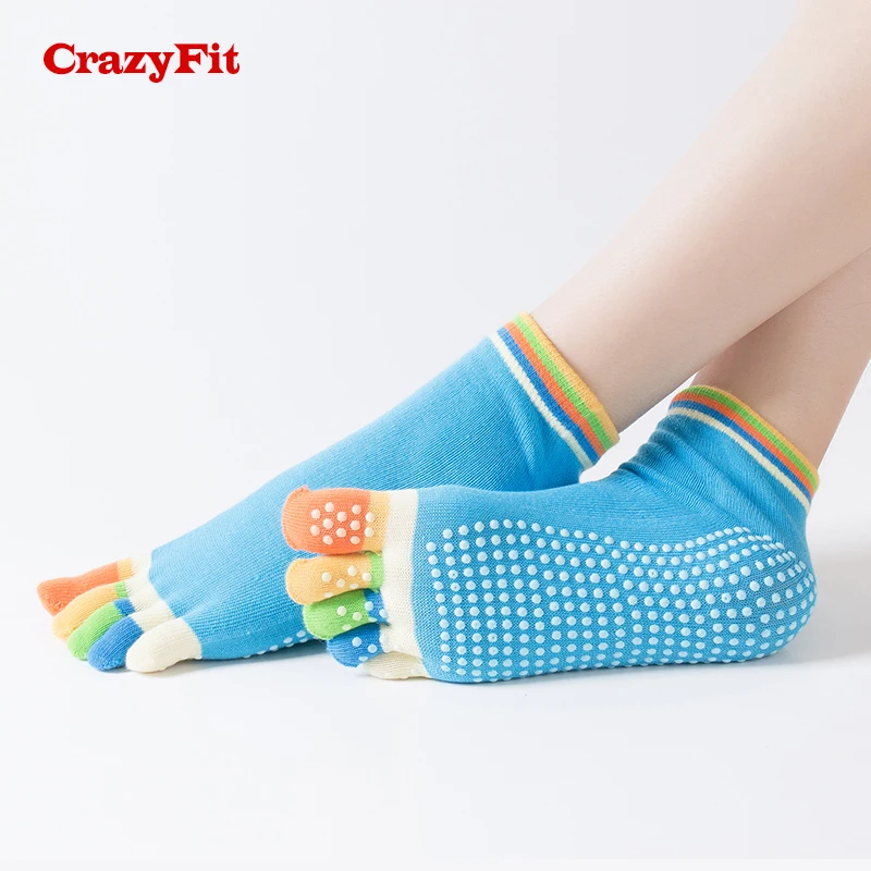 CrazyFit 2018 носки для йоги Нескользящие хлопковые спортивные пилатеса с пятью