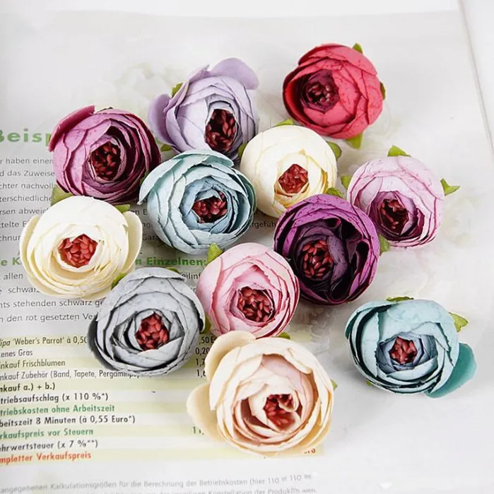 10 шт. искусственный чайная Роза Бутон маленький цветок пиона головы Флорес для