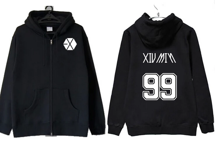 Осенне зимняя японская толстовка с капюшоном kpop exo куртки принтом названия на