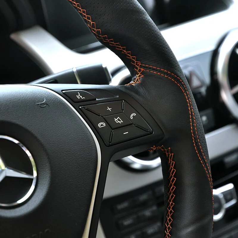 

Hand Sew Black Genuine Leather Car Steering Wheel Cover for Mercedes Benz A-Class 2013-2015 B-Class 2011-2014 CLA-Class