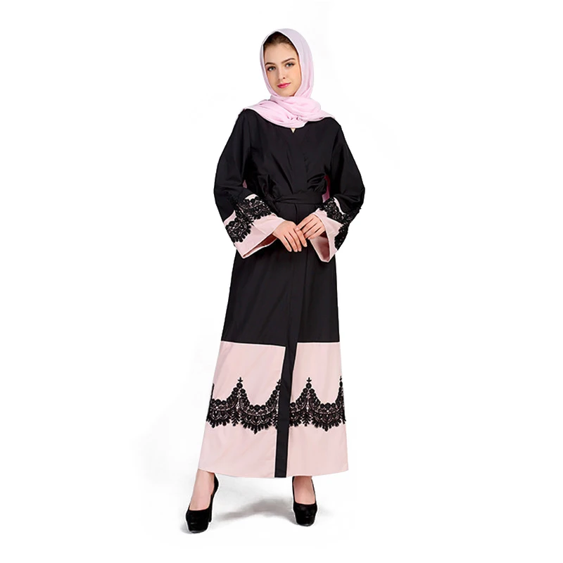 EAS-Women's New Elegant Abaya Turkish Caftan Dress Female Muslim Lace Stitching Arabia Ladies Temperament Gown | Тематическая