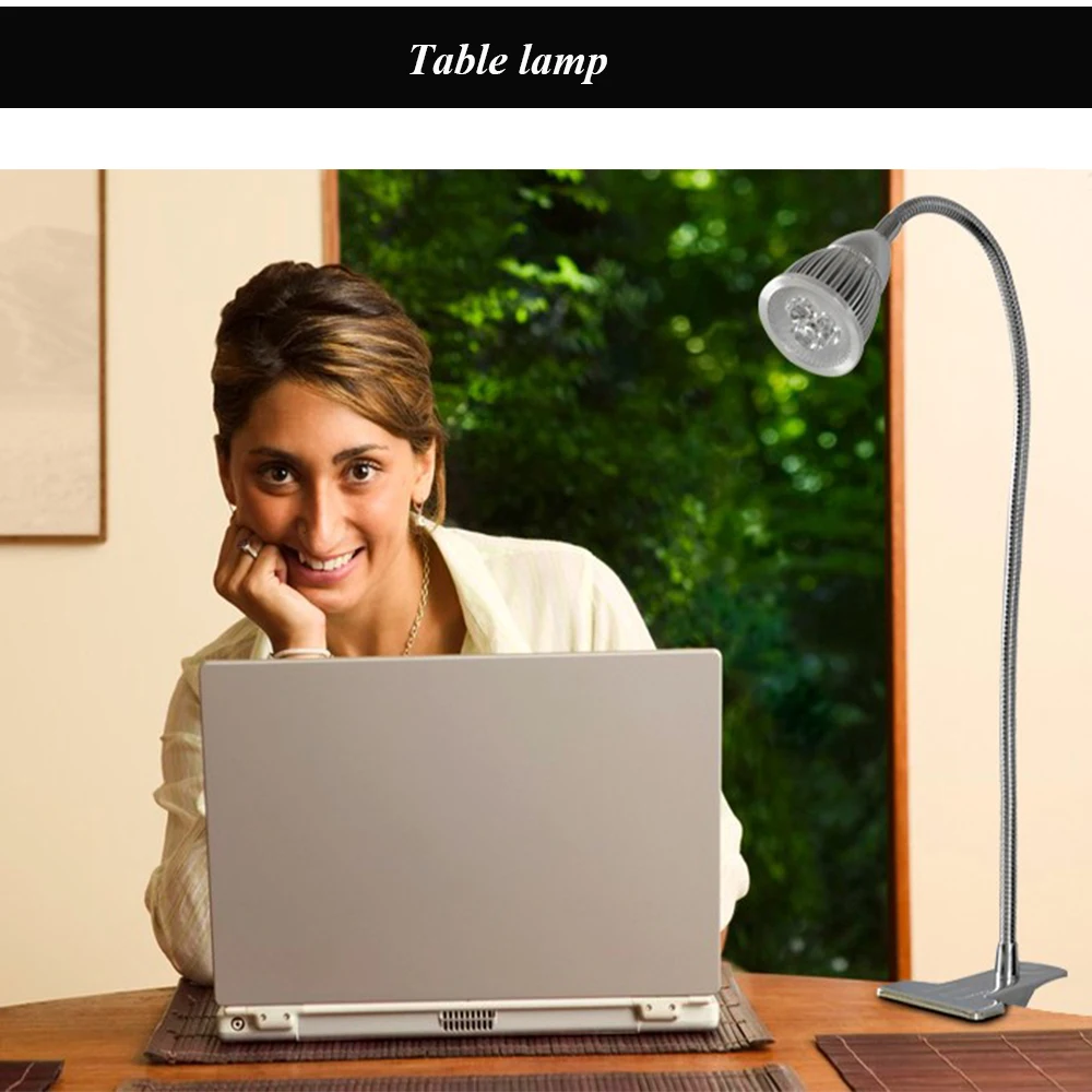 GLW 5 Вт Led Настольная лампа для чтения книги Гибкая 50 см трубка настольная белый