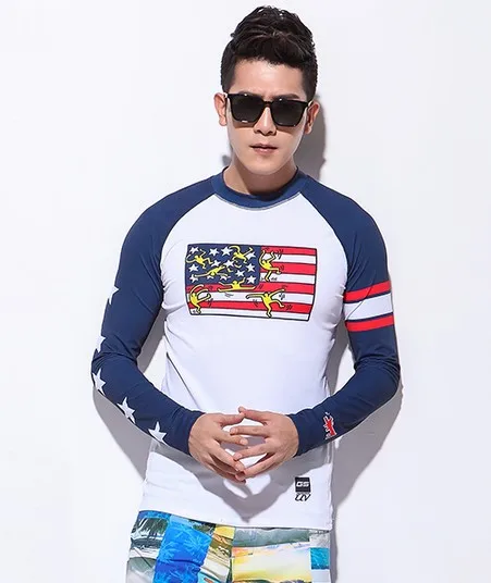 Мужская гидрокостюм с длинным рукавом белая и черная рубашка для серфинга