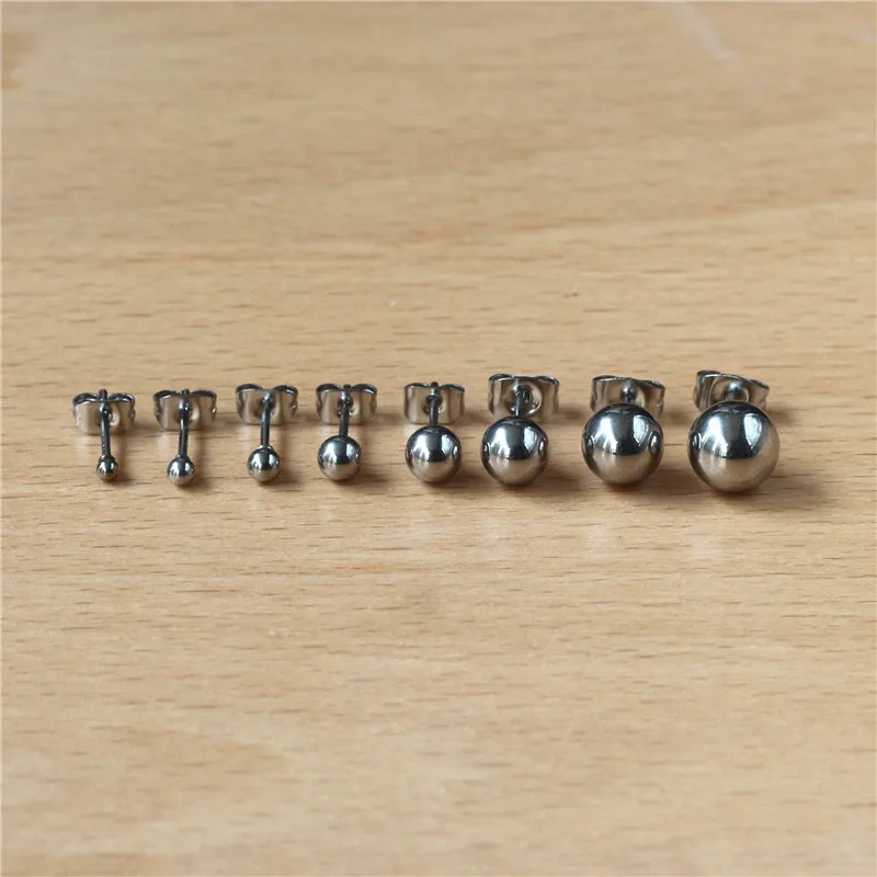 Q2 нержавеющая сталь 316 L Stud Серьги с шариками Shape вакуумное покрытие не выцветает