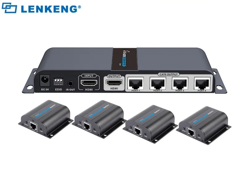 Разделитель HDMI LKV714Pro UTP 1x4 удлинитель с помощью кабеля cat5e/6 до 40 м 4 приемниками + 1