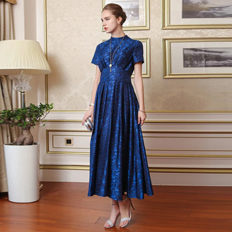 Женское жаккардовое платье VOA длинное платье-туника с высокой талией и коротким