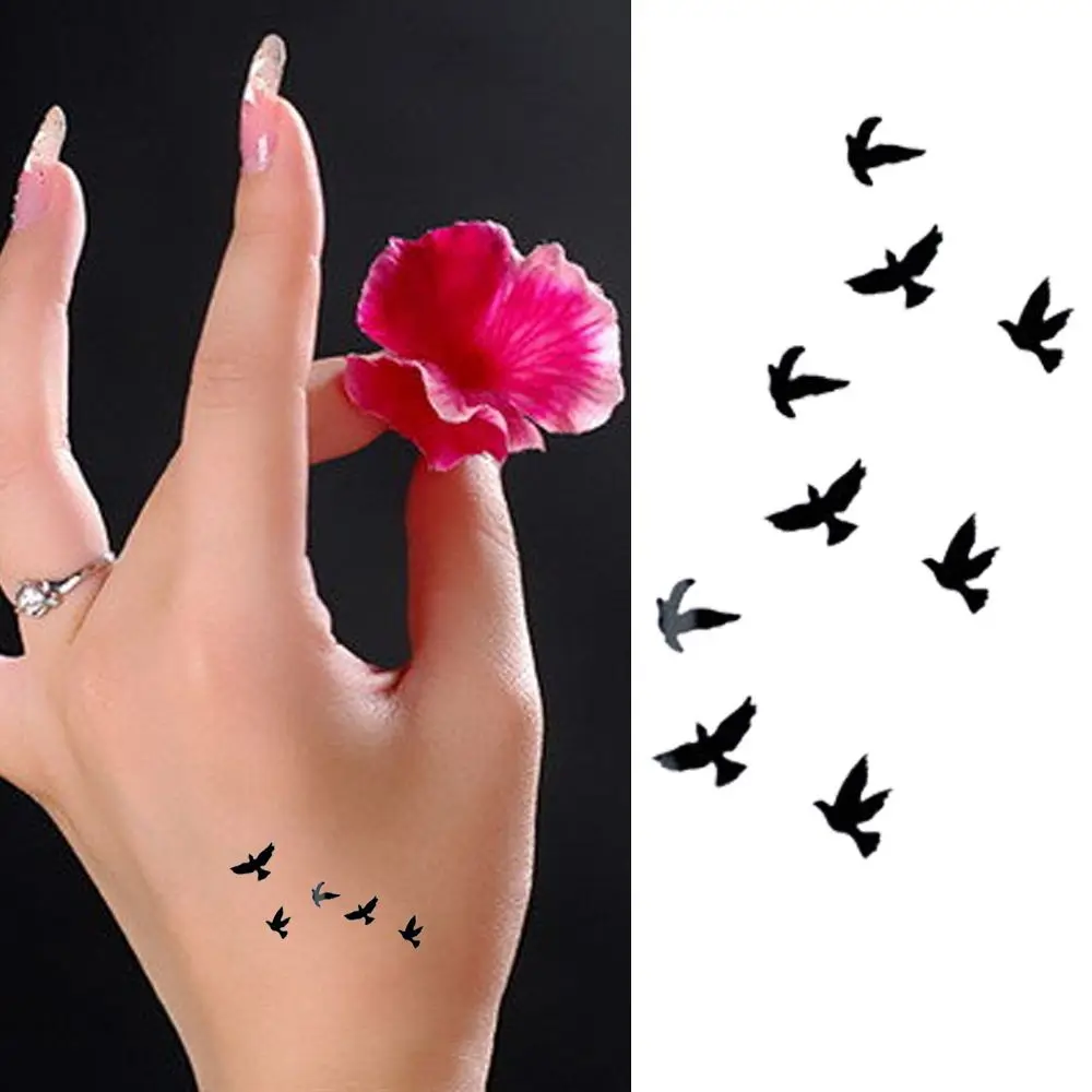5 шт. съемные водостойкие черные маленькие тату наклейки в виде птиц|tattoo sticker|temporary tattoo stickertattoo paste |