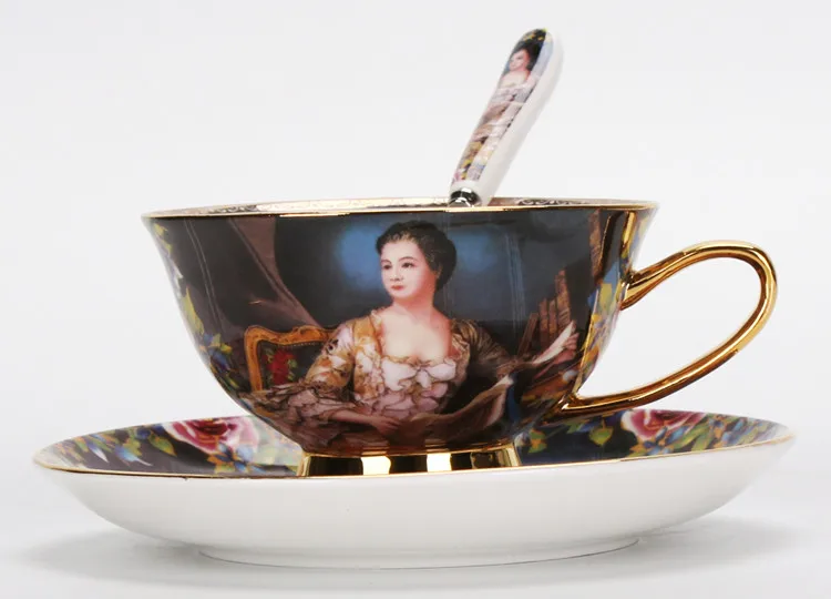 Retro Palace European bone china coffee cup saucer high-grade British ceramic cup afternoon tea mug saucer set Queen's Cup CL092