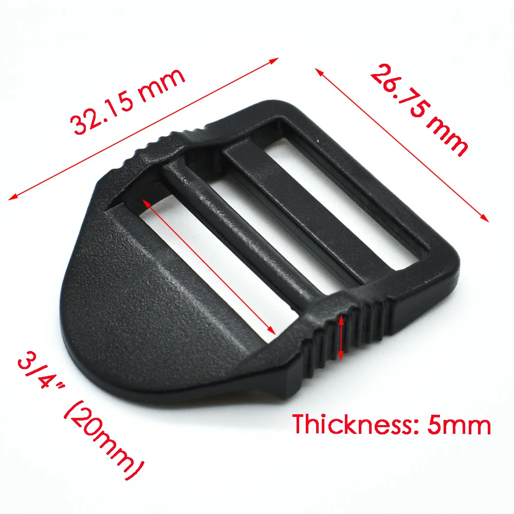 1pcs/pack Ladder Lock Slider Plastic Buckles Backpack Straps Webbin 20mm 26mm 31mm 38mm Black