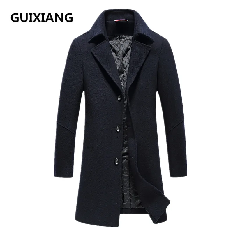 2017 зимний мужской высококачественный Повседневный утепленный шерстяной Тренч