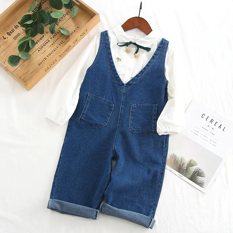 В Корейском стиле Новое поступление 2019 года модные джинсовые комбинезоны для