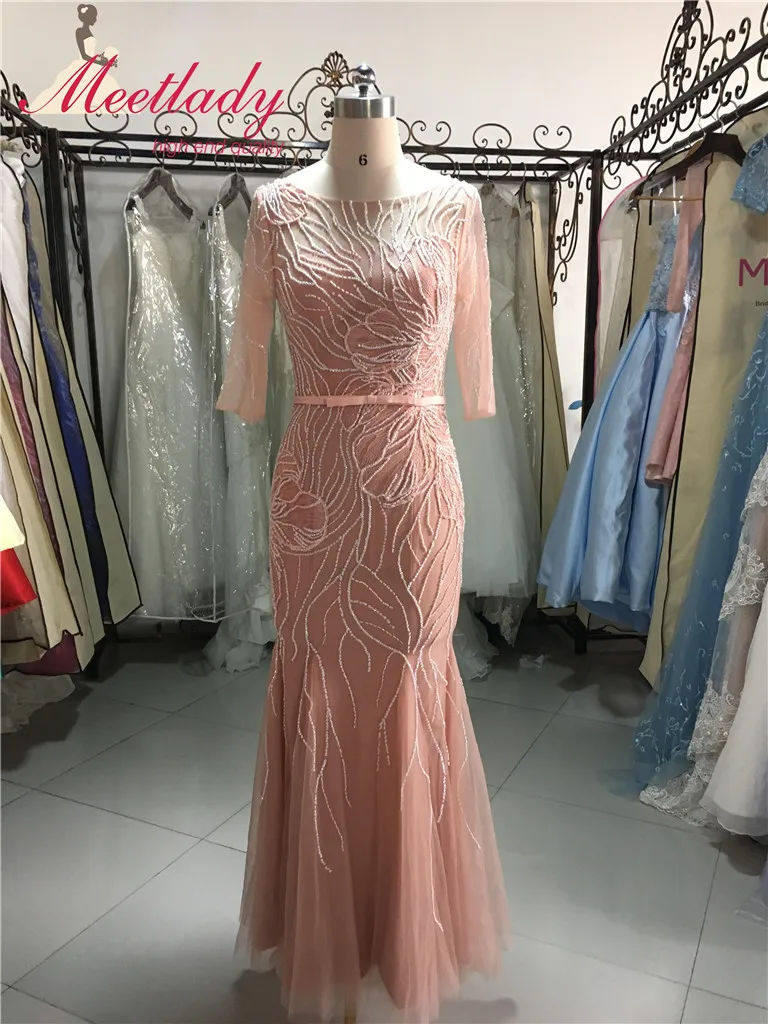 Leeymon реальный образец 3/4 рукава мать невесты платье 2019 пыльный розовый для