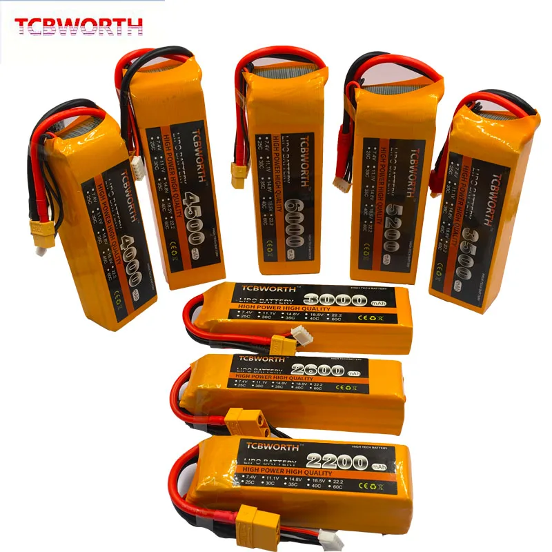 

RC LiPo Battery 4S 14.8V 2200 3000 3800 4200 4500 5200 6000mAh 25C 35C 60C Lithium For RC Aircraft Quadrotor Car Drone Airplane