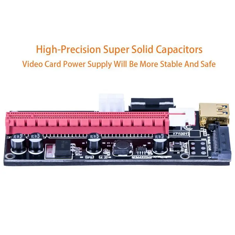 Последние VER009S 2-Pack PCI-E 16x в 1x Питание Riser адаптер с 4PIN SATA и графическая карта 6PIN