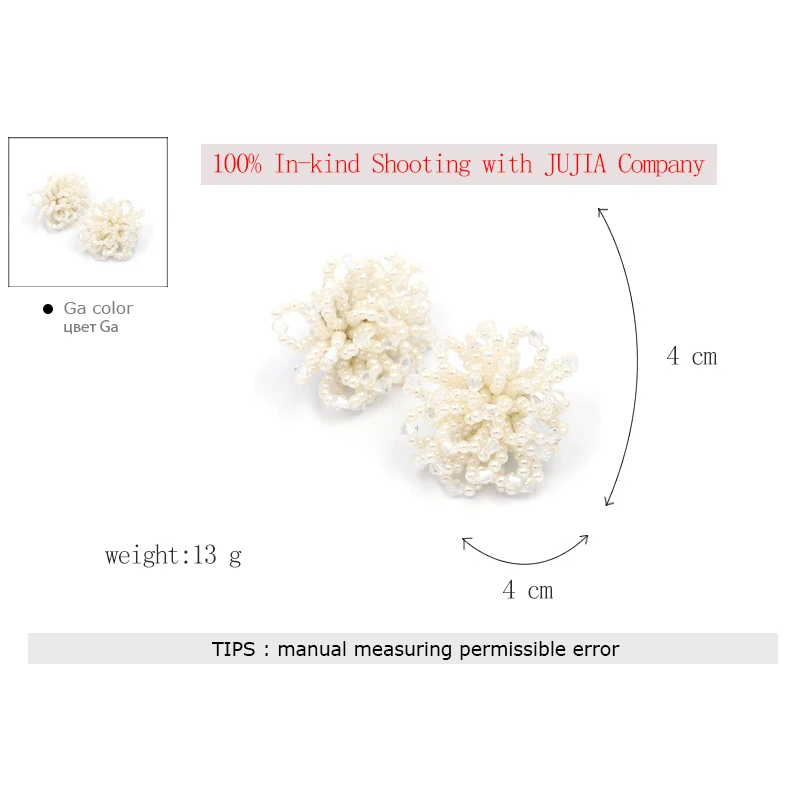 

JUJIA white Colors good quality Fashion beads Earring Hand Made Statement Seed Beads flower Earrings