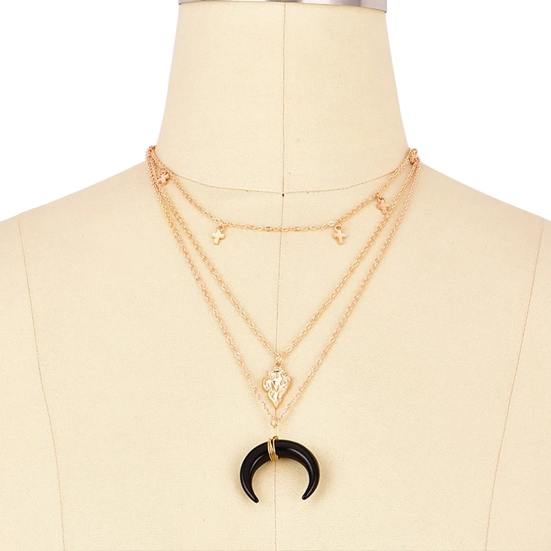 3 шт./компл. винтажное многослойное ожерелье с кулоном в виде черной Луны и стрелы