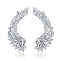 xiumeiyizu fashion jewelry luxury ladys zircon crystal angel wing ear sweep wrap cuff earrings rhodium plating climber earrings
