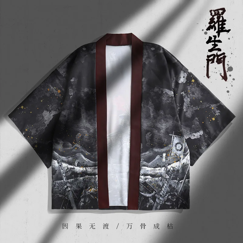 Японский свободный банный халат Rashomon Механическая езда самурая battlefield haori летнее