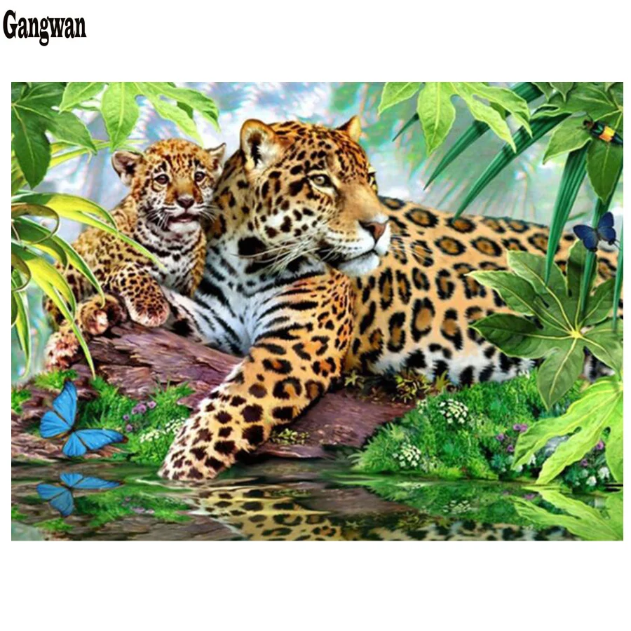 

5d mosaic Diamond Embroidery Leopard Diamond Painting Cross Stitch Animal Rhinestones Needlework Home Decor Mosaic Full Sets