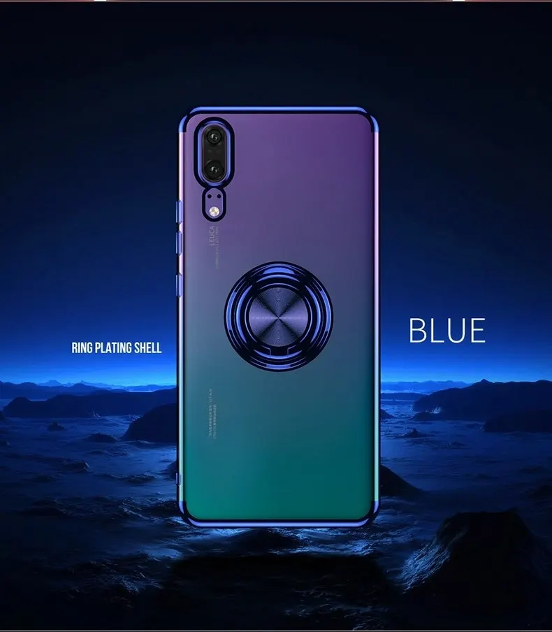 Blue Чехол для huawei P30 P20 Lite Pro, чехол с кольцом и подставкой, магнитный автомобильный чехол для huawei mate 30 20 Lite Pro Honor 9X 8X 8A 10 - Цвет: Blue